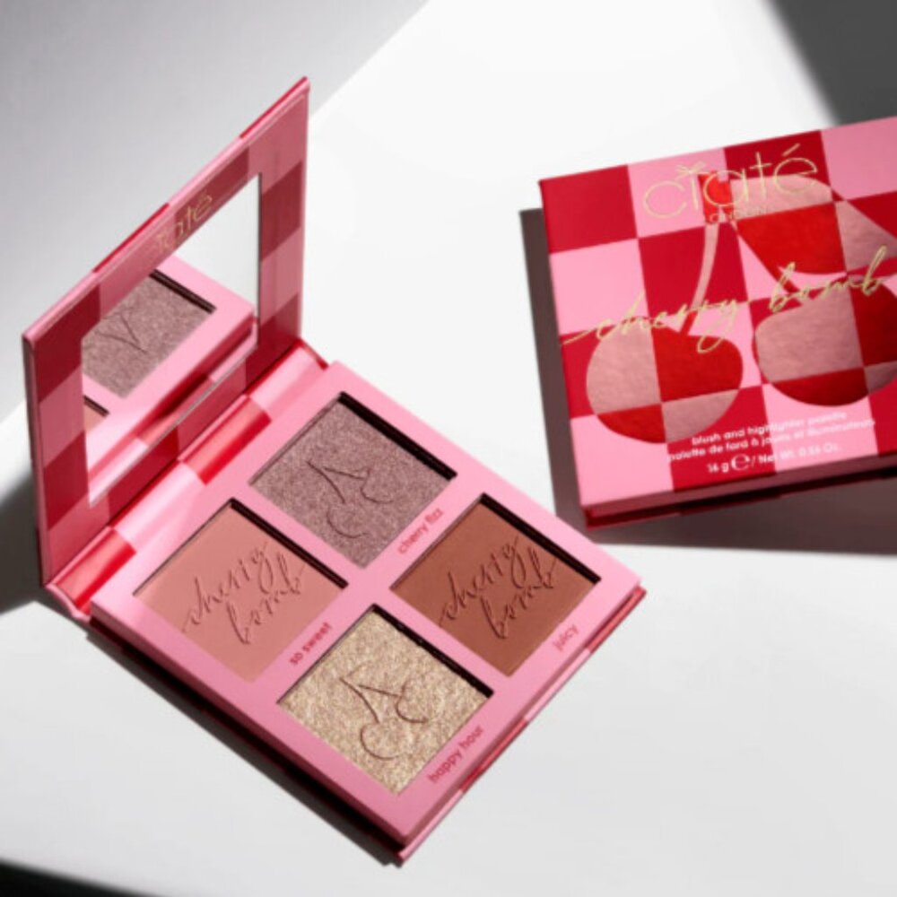 BNIB CIATÉ LONDON Cherry Bomb Blush and Highlighter Palette in Light Medium